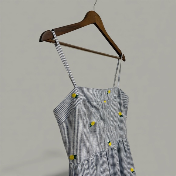 LARGE Calypso St. Barth Linen Blend Striped with Lemons Sleeveless Casual Dress - Picture 3 of 6